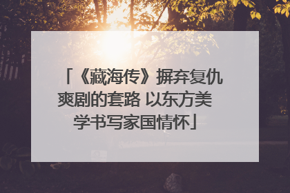 《藏海传》摒弃复仇爽剧的套路 以东方美学书写家国情怀