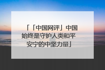 「中国网评」中国始终是守护人类和平安宁的中坚力量