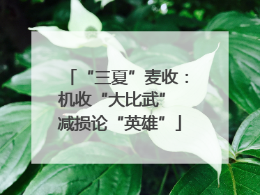 “三夏”麦收：机收“大比武” 减损论“英雄”