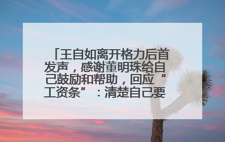 王自如离开格力后首发声，感谢董明珠给自己鼓励和帮助，回应“工资条”：清楚自己要什么，工资条不重要