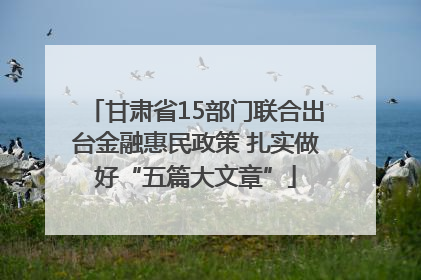 甘肃省15部门联合出台金融惠民政策 扎实做好“五篇大文章”