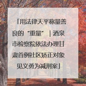 用法律天平称量善良的“重量”｜酒泉市检察院依法办理甘肃首例社区矫正对象见义勇为减刑案