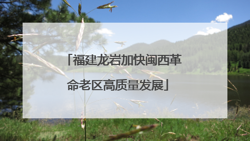 福建龙岩加快闽西革命老区高质量发展