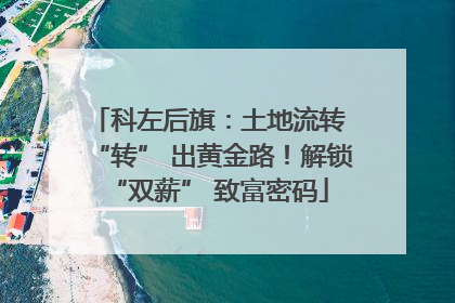科左后旗：土地流转 “转” 出黄金路！解锁 “双薪” 致富密码