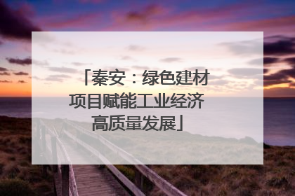秦安：绿色建材项目赋能工业经济高质量发展