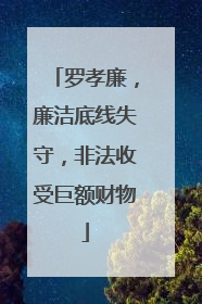 罗孝廉，廉洁底线失守，非法收受巨额财物
