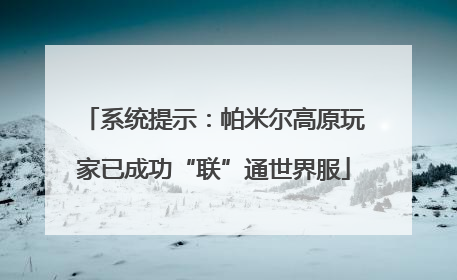 系统提示：帕米尔高原玩家已成功“联”通世界服
