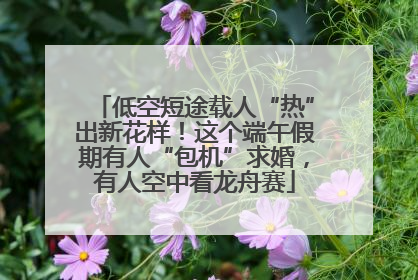 低空短途载人“热”出新花样！这个端午假期有人“包机”求婚，有人空中看龙舟赛