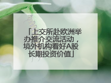 上交所赴欧洲举办推介交流活动，境外机构看好A股长期投资价值