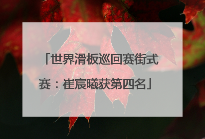 世界滑板巡回赛街式赛：崔宸曦获第四名