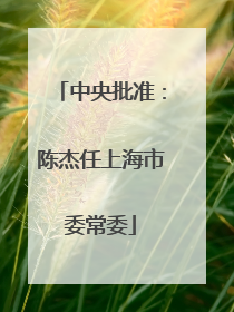 中央批准：陈杰任上海市委常委