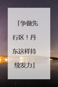 争做先行区！丹东这样持续发力