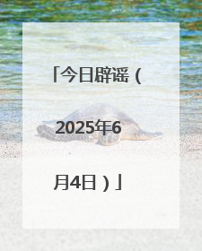 今日辟谣（2025年6月4日）
