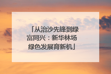 从治沙先锋到绿富同兴：新华林场绿色发展育新机