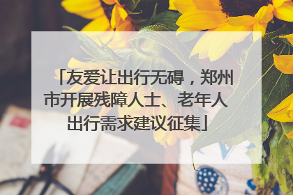 友爱让出行无碍，郑州市开展残障人士、老年人出行需求建议征集