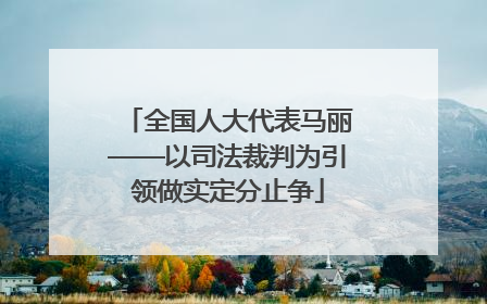 全国人大代表马丽——以司法裁判为引领做实定分止争