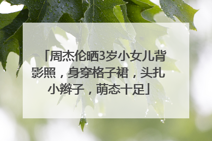 周杰伦晒3岁小女儿背影照，身穿格子裙，头扎小辫子，萌态十足