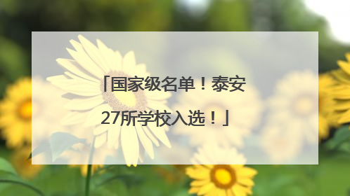 国家级名单！泰安27所学校入选！