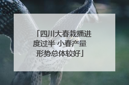 四川大春栽播进度过半 小春产量形势总体较好