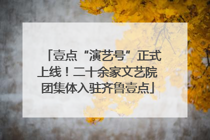 壹点“演艺号”正式上线！二十余家文艺院团集体入驻齐鲁壹点