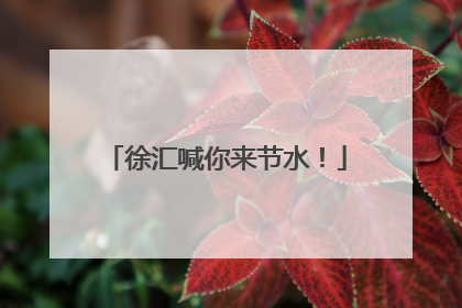 徐汇喊你来节水！