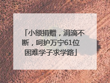小额捐赠，涓滴不断，呵护万宁61位困难学子求学路