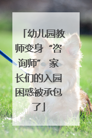 幼儿园教师变身“咨询师” 家长们的入园困惑被承包了