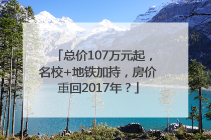 总价107万元起，名校+地铁加持，房价重回2017年？