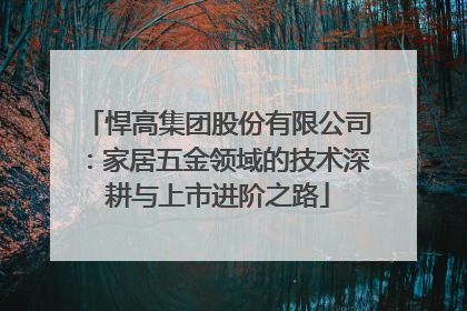 悍高集团股份有限公司：家居五金领域的技术深耕与上市进阶之路