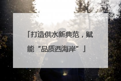 打造供水新典范，赋能“品质西海岸”