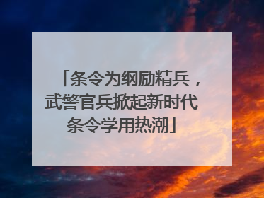 条令为纲励精兵，武警官兵掀起新时代条令学用热潮