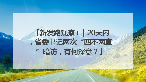 新发路观察+｜20天内，省委书记两次“四不两直”暗访，有何深意？
