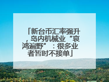 新台币汇率强升，岛内机械业“哀鸿遍野”：很多业者暂时不接单