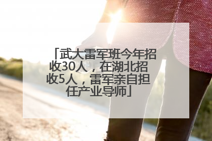武大雷军班今年招收30人，在湖北招收5人，雷军亲自担任产业导师