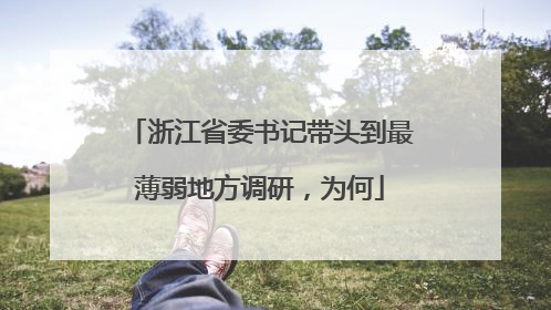 浙江省委书记带头到最薄弱地方调研，为何