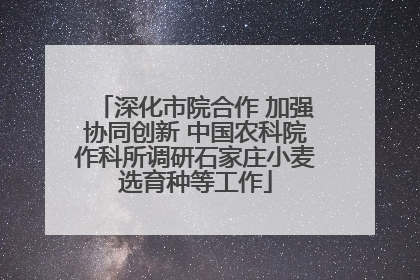 深化市院合作 加强协同创新 中国农科院作科所调研石家庄小麦选育种等工作