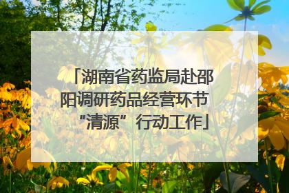 湖南省药监局赴邵阳调研药品经营环节“清源”行动工作