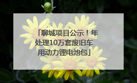 聊城项目公示！年处理10万套废旧车用动力锂电池包