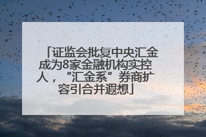 证监会批复中央汇金成为8家金融机构实控人，“汇金系”券商扩容引合并遐想