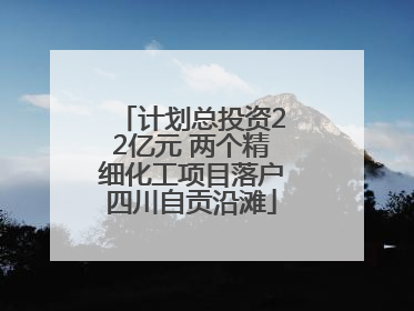 计划总投资22亿元 两个精细化工项目落户四川自贡沿滩