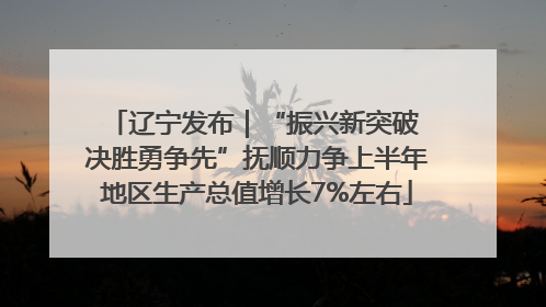 辽宁发布｜“振兴新突破 决胜勇争先”抚顺力争上半年地区生产总值增长7%左右