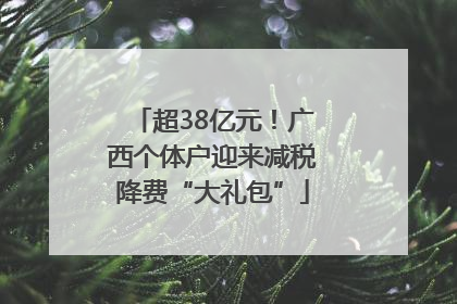 超38亿元！广西个体户迎来减税降费“大礼包”