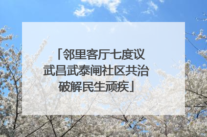 邻里客厅七度议 武昌武泰闸社区共治破解民生顽疾