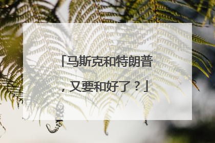 马斯克和特朗普，又要和好了？