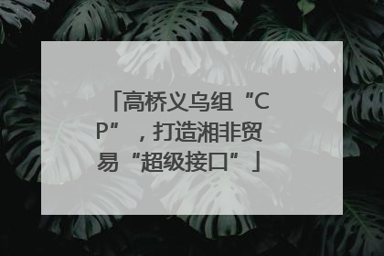 高桥义乌组“CP”，打造湘非贸易“超级接口”