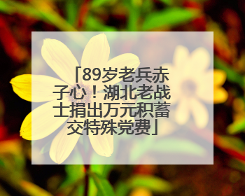 89岁老兵赤子心！湖北老战士捐出万元积蓄交特殊党费